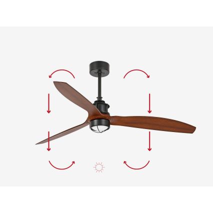 FARO 33395-10 - Ventilador de teto LED JUST FAN LED/16W/230V preto/marrom diâmetro 128 cm + controlo remoto