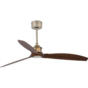 FARO 33398WT - Ventilador de teto JUST FAN M, diâmetro 128 cm, castanho/latão, Wi-Fi Tuya + controlo remoto