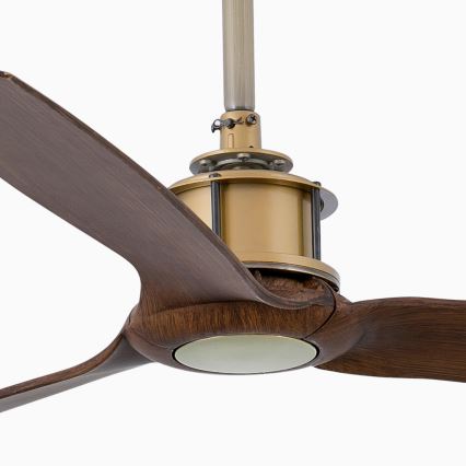 FARO 33398WT - Ventilador de teto JUST FAN M, diâmetro 128 cm, castanho/latão, Wi-Fi Tuya + controlo remoto