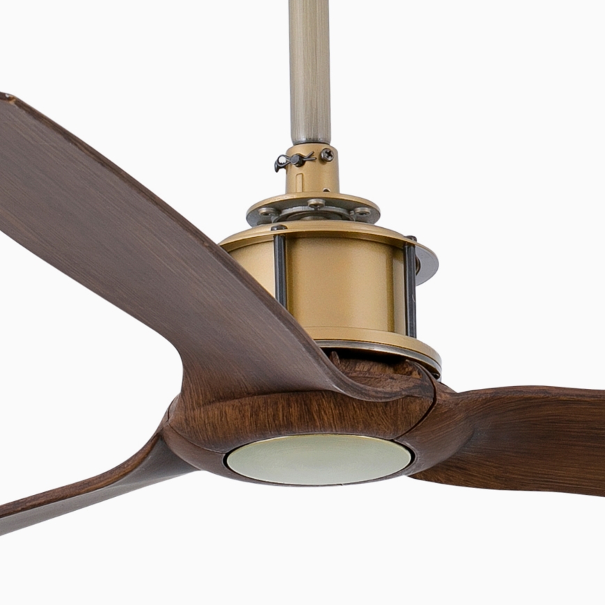 FARO 33398WT - Ventilador de teto JUST FAN M, diâmetro 128 cm, castanho/latão, Wi-Fi Tuya + controlo remoto