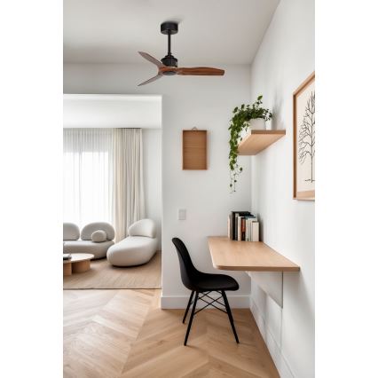 FARO 33425WT - Ventilador de teto JUST FAN S, diâmetro 81 cm, castanho/preto, Wi-Fi Tuya + controlo remoto