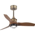 FARO 33428WT1N - Ventilador de teto LED dimerizável JUST FAN com LED/16W/230V Ø 81 cm castanho/latão Wi-Fi Tuya + controlo remoto