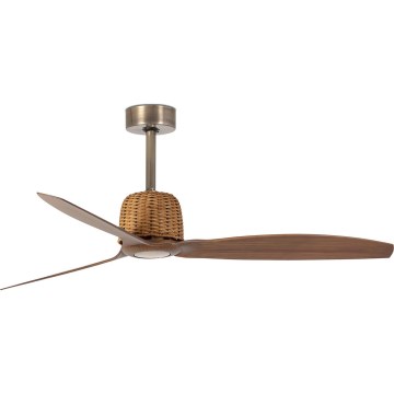 FARO 33436WT - Ventilador de teto WEAVER M Ø 128 cm castanho/latão Wi-Fi Tuya + comando remoto