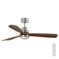 FARO 33463DC - Ventilador de teto LED LANTAU LED/12W/230V madeira/cromado fosco diâmetro 168 cm + comando à distância