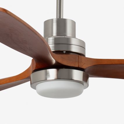 FARO 33463DC - Ventilador de teto LED LANTAU LED/12W/230V madeira/cromado fosco diâmetro 168 cm + comando à distância