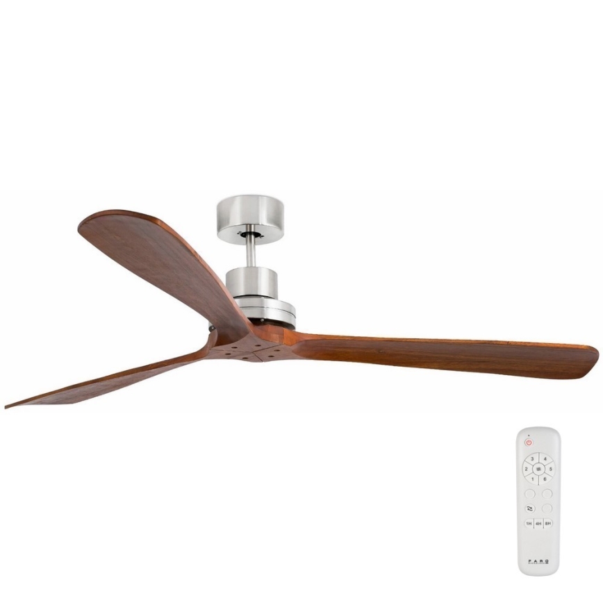 FARO 33464DC - Ventilador de teto LANTAU XL castanho/cromado mate diâmetro 168 cm + comando à distância