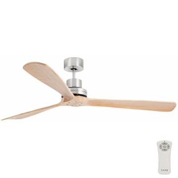 FARO 33504DC - Ventilador de teto LANTAU XL madeira/cromado fosco diâmetro 168 cm + controlo remoto