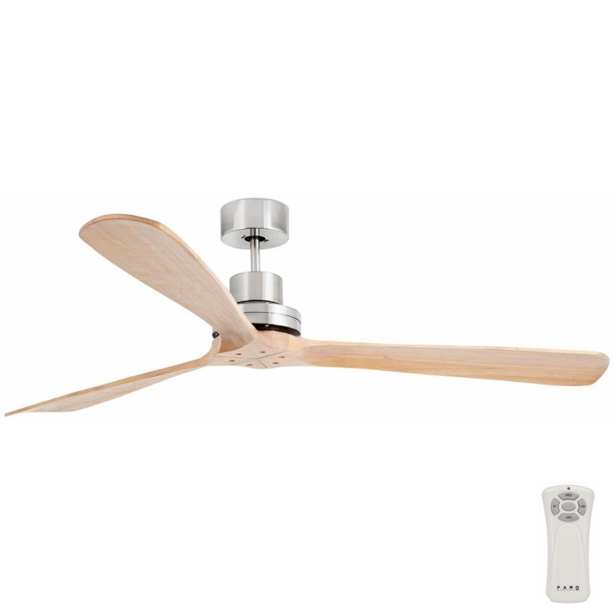 FARO 33504DC - Ventilador de teto LANTAU XL madeira/cromado fosco diâmetro 168 cm + controlo remoto