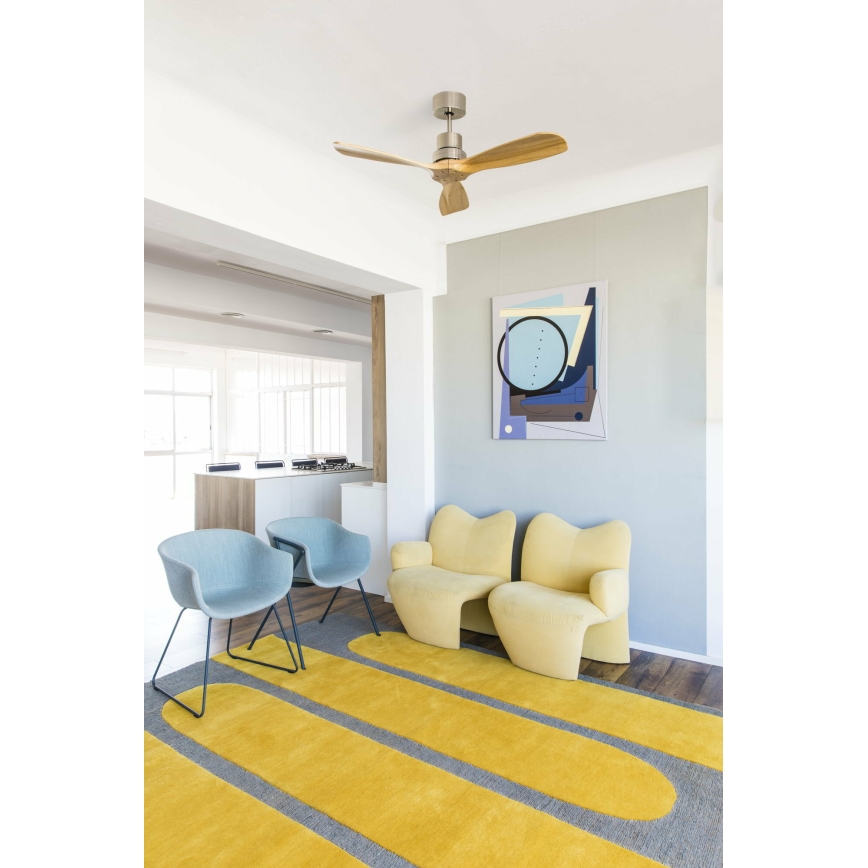 FARO 33509DC - Ventilador de teto MINI LANTAU cromo mate/madeira diâmetro 107 cm + controlo remoto