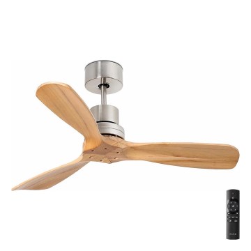 FARO 33509DC - Ventilador de teto MINI LANTAU cromo mate/madeira diâmetro 107 cm + controlo remoto