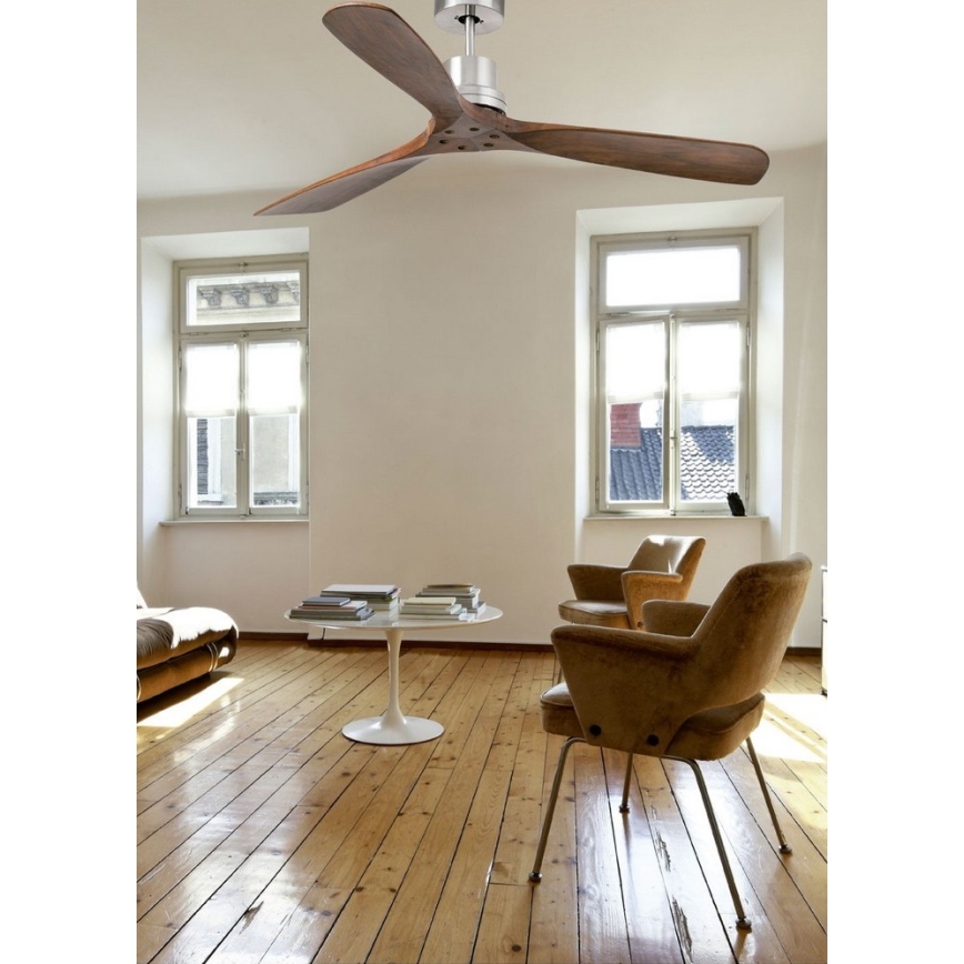 FARO 33516DC - Ventilador de teto LANTAU preto/marrom diâmetro 132 cm + controlo remoto