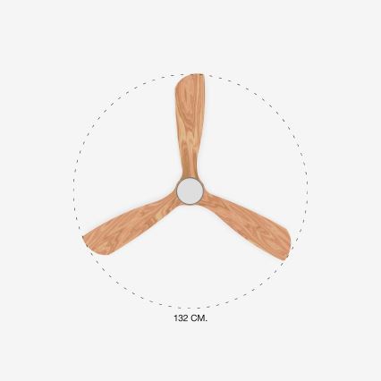 FARO 33560DC - Ventilador de teto LED LANTAU LED/15W/230V madeira/cromado diâmetro 132 cm + controlo remoto