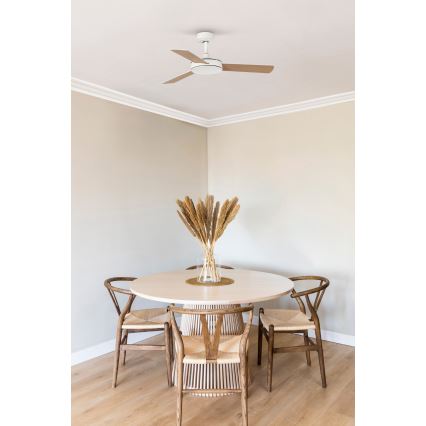 FARO 33603DCWT - Ventoinha de teto MINI MALLORCA S castanho/branco diâmetro 106 cm Wi-Fi Tuya + comando