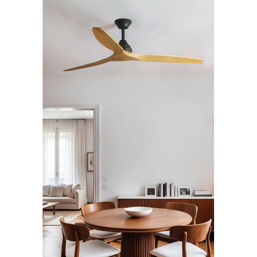 FARO 33718DC - Ventilador de teto ALO L madeira/preto diâmetro 152 cm + controlo remoto
