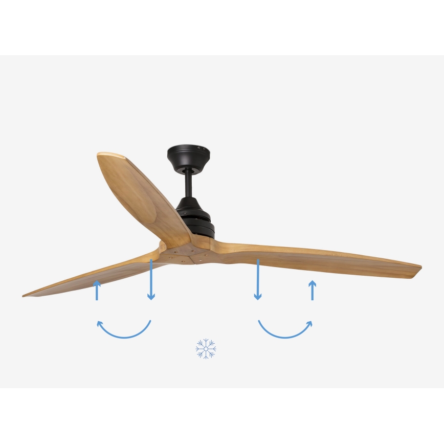 FARO 33718DC - Ventilador de teto ALO L madeira/preto diâmetro 152 cm + controlo remoto