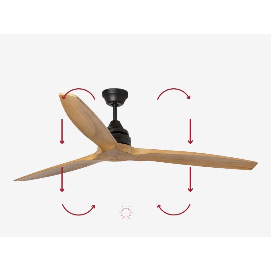 FARO 33718DC - Ventilador de teto ALO L madeira/preto diâmetro 152 cm + controlo remoto