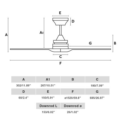 FARO 33718DC - Ventilador de teto ALO L madeira/preto diâmetro 152 cm + controlo remoto