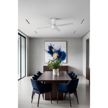 FARO 33756WT - Ventoinha de teto LED FRASER XL LED/16W/230V branco diâmetro 120 cm Wi-Fi Tuya + comando