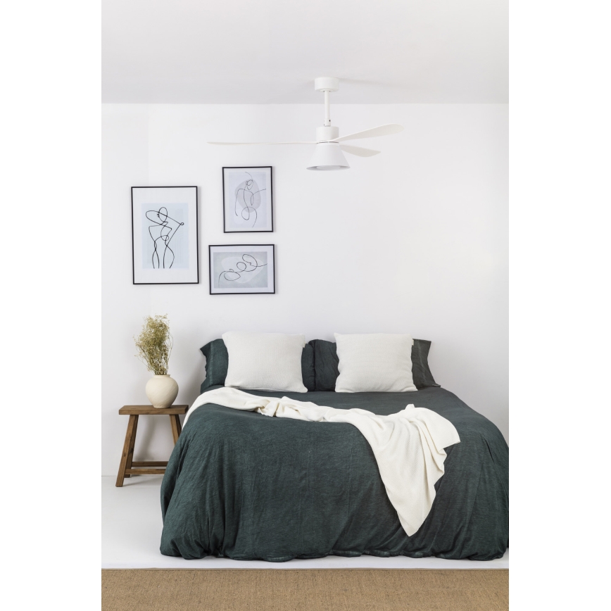 FARO 33760WT-22 - Ventilador de teto LED dimerizável AMELIA L CONE LED/20W/230V 2700/3500/5000K branco, diâmetro 132 cm, Wi-Fi Tuya + comando remoto