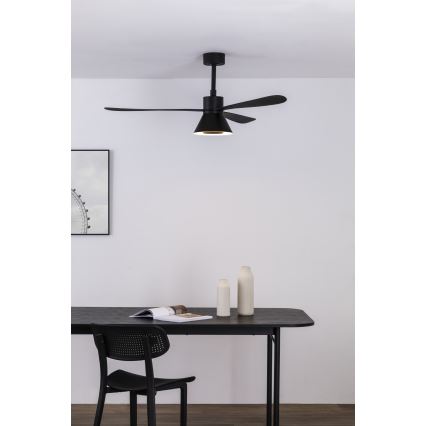 FARO 33761WT-23 - Ventilador de teto com luz LED regulável AMELIA L CONE LED/20W/230V 2700/3500/5000K preto diâmetro 132 cm Wi-Fi Tuya + controlo remoto