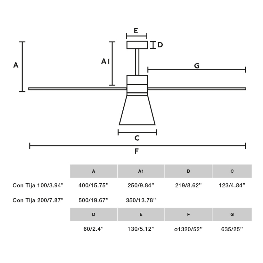 FARO 33761WT-23 - Ventilador de teto com luz LED regulável AMELIA L CONE LED/20W/230V 2700/3500/5000K preto diâmetro 132 cm Wi-Fi Tuya + controlo remoto