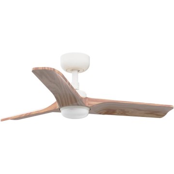 FARO 33805WT-1TW - Ventilador de teto LED regulável HEYWOOD S LED/10W/230V 2700/3000/4000K madeira/branco diâmetro 90 cm Wi-Fi Tuya + controlo remoto