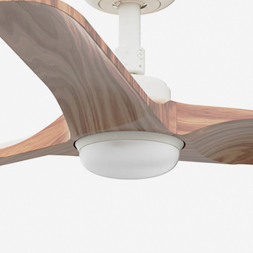 FARO 33805WT-1TW - Ventilador de teto LED regulável HEYWOOD S LED/10W/230V 2700/3000/4000K madeira/branco diâmetro 90 cm Wi-Fi Tuya + controlo remoto