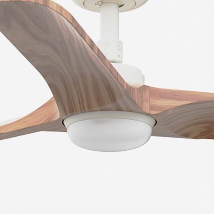 FARO 33805WT-1TW - Ventilador de teto LED regulável HEYWOOD S LED/10W/230V 2700/4000/6000K madeira/branco Ø 90 cm Wi-Fi Tuya + controlo remoto