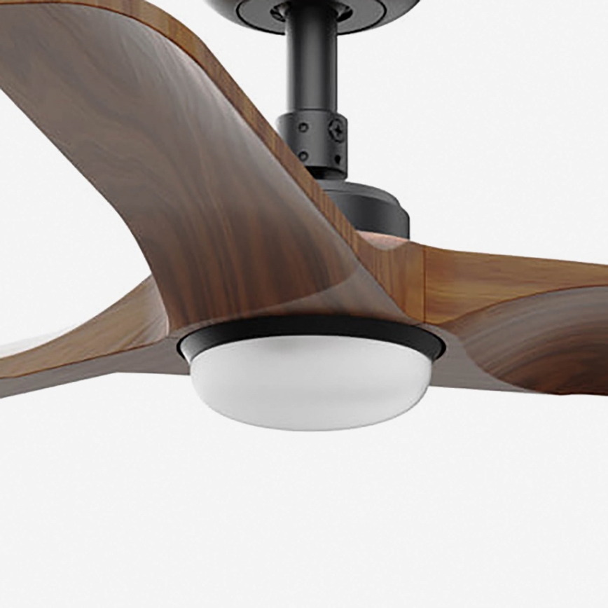 FARO 33806-1TW - Ventilador de teto dimável HEYWOOD S com LED/10W/230V 2700/3000/4000K, madeira/preto Ø 90 cm + controlo remoto