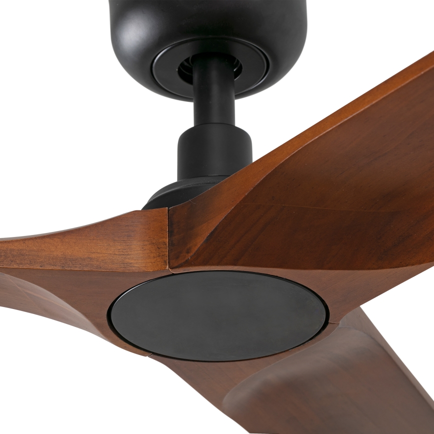 FARO 33806WT - Ventilador de teto HEYWOOD S madeira/preto Ø 90 cm Wi-Fi Tuya + controlo remoto