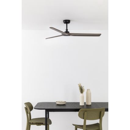 FARO 33809WT - Ventilador de teto HEYWOOD L madeira/preto diâmetro 132 cm Wi-Fi Tuya + controlo remoto