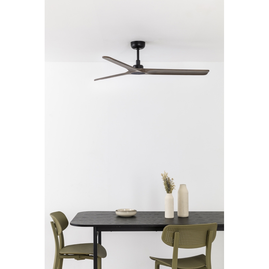FARO 33809WT - Ventilador de teto HEYWOOD L madeira/preto diâmetro 132 cm Wi-Fi Tuya + controlo remoto