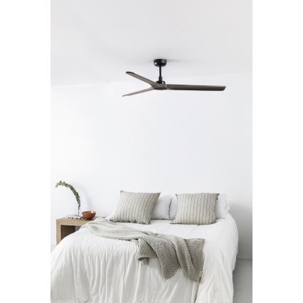 FARO 33809WT - Ventilador de teto HEYWOOD L madeira/preto diâmetro 132 cm Wi-Fi Tuya + controlo remoto