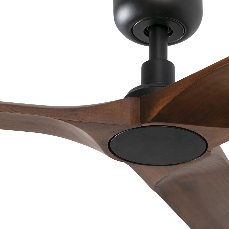 FARO 33809WT - Ventilador de teto HEYWOOD L madeira/preto diâmetro 132 cm Wi-Fi Tuya + controlo remoto