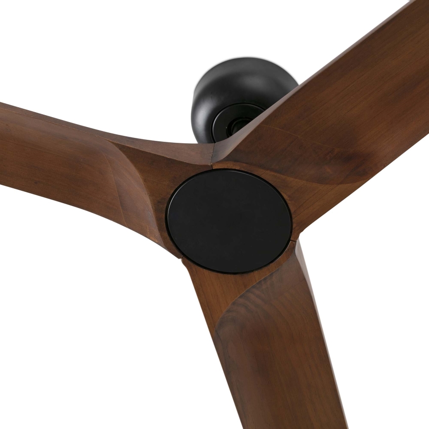 FARO 33809WT - Ventilador de teto HEYWOOD L madeira/preto diâmetro 132 cm Wi-Fi Tuya + controlo remoto