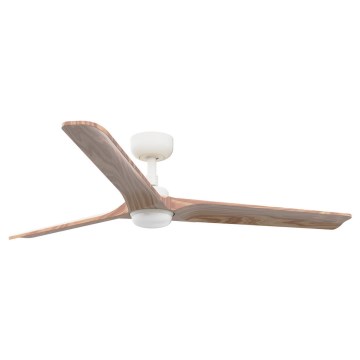 FARO 33810-1TW - Ventilador de teto LED regulável HEYWOOD L LED/10W/230V 2700/3000/4000K madeira/branco Ø 132 cm + comando remoto