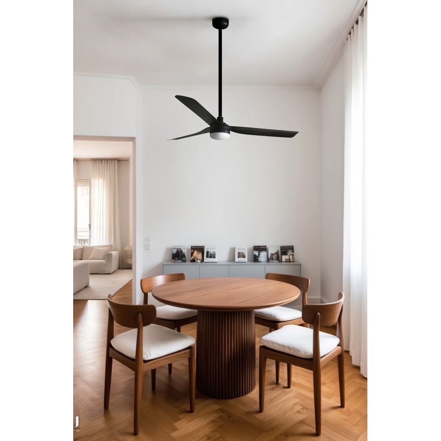 FARO 33815WT1S - Ventilador de tecto LED dimerizável PUNT M LED/18W/230V 2700/3000/4000K Ø 132 cm preto Wi‑Fi Tuya + controlo remoto