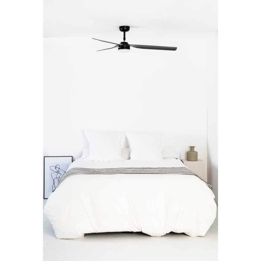 FARO 33815WT1S - Ventilador de tecto LED dimerizável PUNT M LED/18W/230V 2700/3000/4000K Ø 132 cm preto Wi‑Fi Tuya + controlo remoto