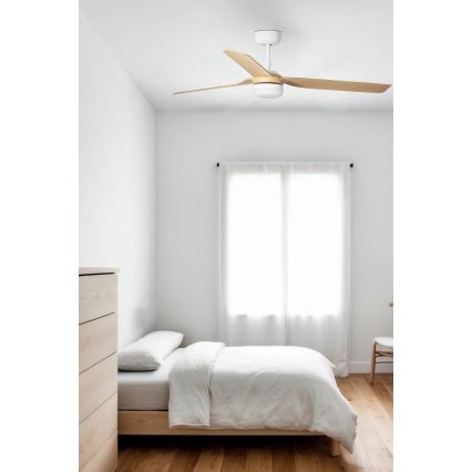 FARO 33816WT-20 - Ventilador de teto LED dimerizável PUNT M LED/18W/230V castanho/branco Ø 132 cm Wi-Fi Tuya + controlo remoto