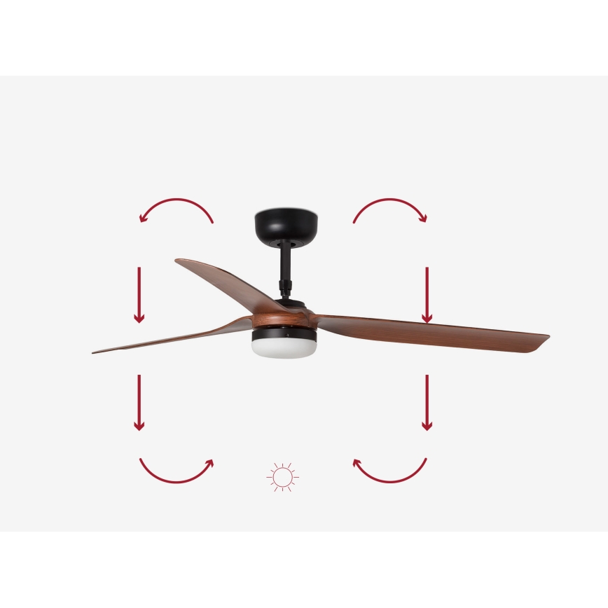 FARO 33817WP-21 - Ventilador de teto LED PUNT M LED/24W/230V castanho/preto diâmetro 130 cm SMART + comando à distância