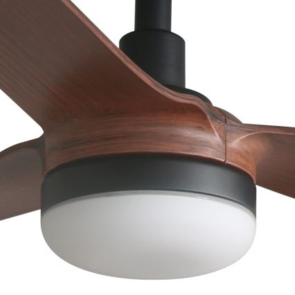 FARO 33817WT1S - Ventilador de teto LED dimerizável PUNT M, 18W/230V, 2700/3000/4000K, diâmetro 132 cm, castanho/preto, Wi‑Fi Tuya + comando remoto