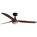 FARO 33817WT1S - Ventilador de teto LED dimerizável PUNT M, 18W/230V, 2700/3000/4000K, diâmetro 132 cm, castanho/preto, Wi‑Fi Tuya + comando remoto