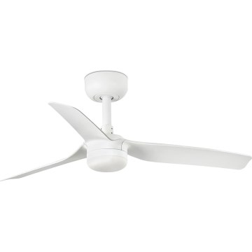 FARO 33820WT-1TW - Ventilador de teto MINI PUNT S com LED regulável/10W/230V 2700/3000/4000K branco Ø 90 cm Wi‑Fi Tuya + controlo remoto