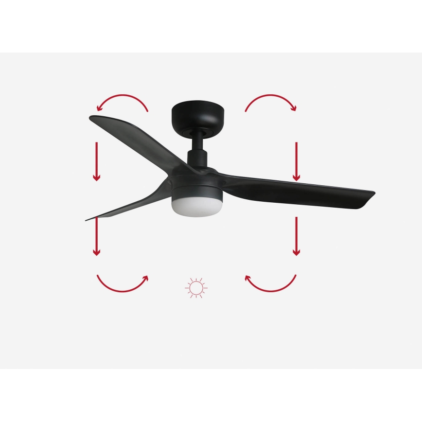FARO 33822-1TW - Ventilador de tecto LED dimerizável MINI PUNT S LED/10W 2700/3000/4000K preto Ø 90 cm + comando remoto