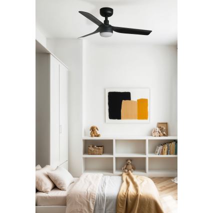 FARO 33822WT-1TW - Ventoinha de teto LED com regulação MINI PUNT S LED/10W/230V 2700/4000/6000K preto diâmetro 90 cm Wi-Fi Tuya + comando