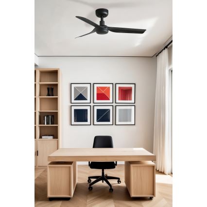 FARO 33822WT - Ventoinha de teto MINI PUNT S preto diâmetro 90 cm Wi-Fi Tuya + comando