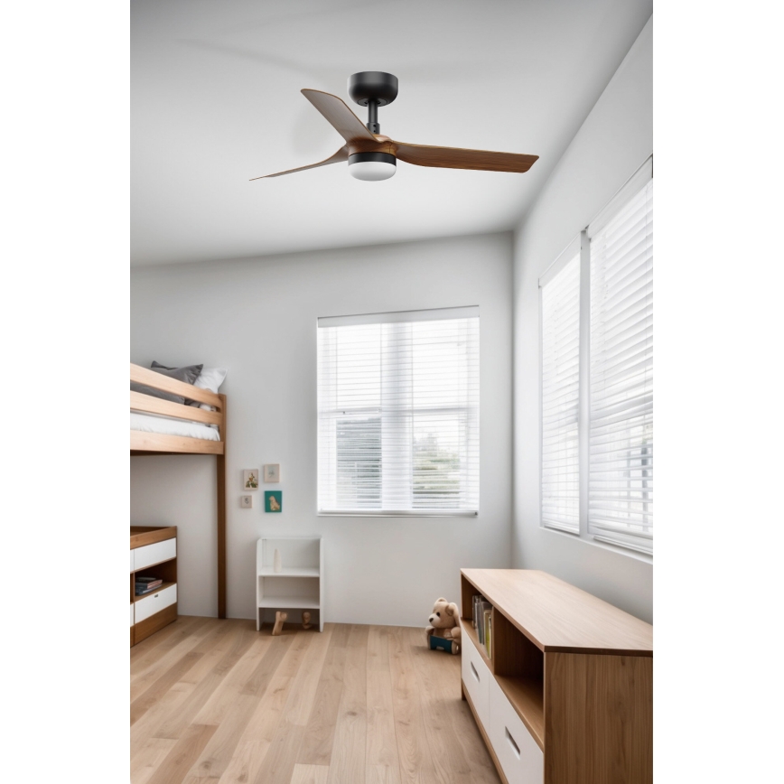 FARO 33823WT-1TW - Ventoinha de teto LED com regulação MINI PUNT S LED/10W/230V 2700/4000/6000K castanho/preto diâmetro 90 cm Wi-Fi Tuya + comando