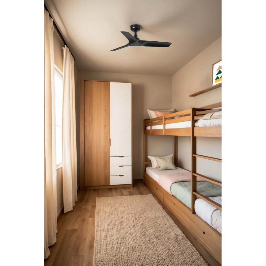 FARO 33825WT - Ventoinha de teto HEY S preto diâmetro 90 cm Wi-Fi Tuya + comando