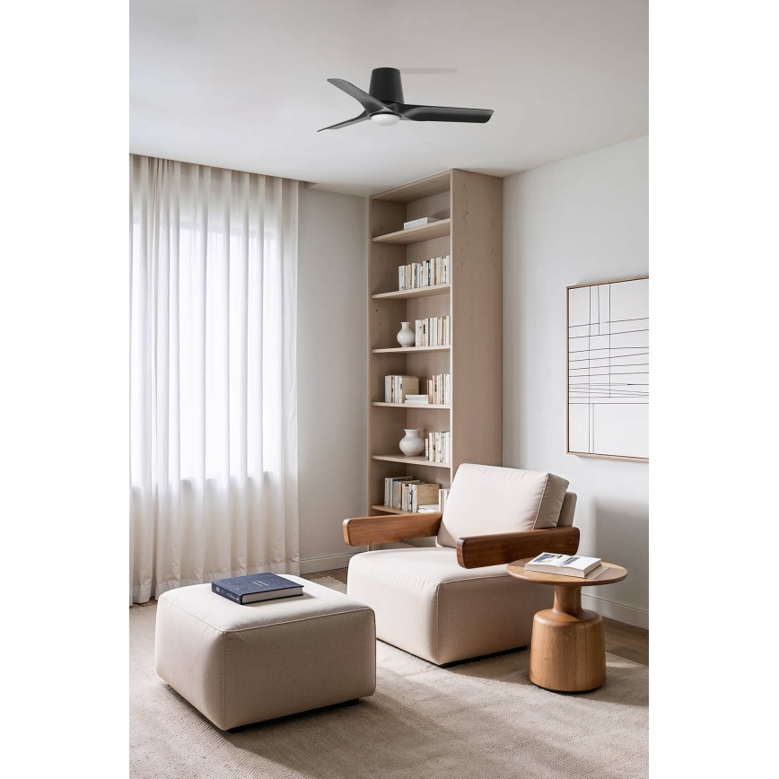 FARO 33827-1TW - Ventilador de teto LED dimerizável HEY TUB S LED/10W/230V 2700/3000/4000K preto Ø 90 cm + controlo remoto