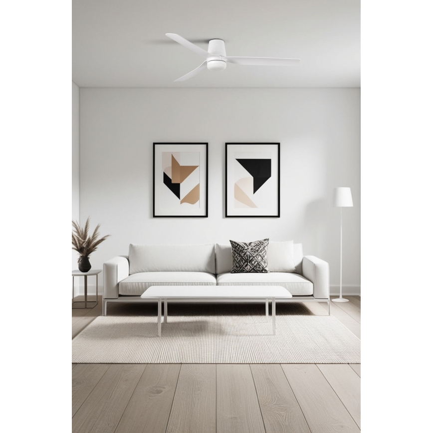 FARO 33828-1TW - Ventoinha de teto LED com regulação PUNT TUB M LED/18W/230V 3000/4200/6500K diâmetro 130 cm branco + comando